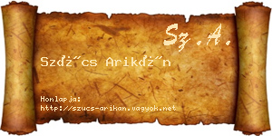 Szűcs Arikán névjegykártya